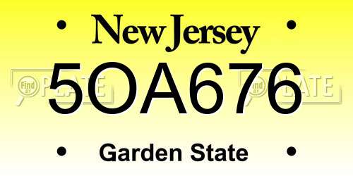 5OA676 New Jersey License Plate