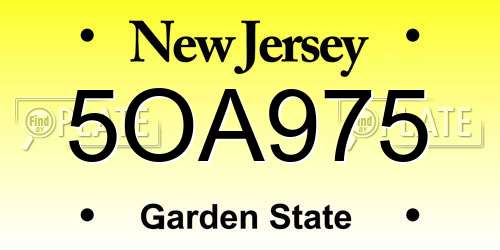 5OA975 New Jersey License Plate