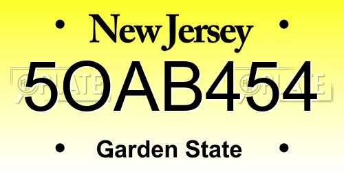 5OAB454 New Jersey License Plate