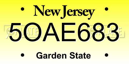 5OAE683 New Jersey License Plate