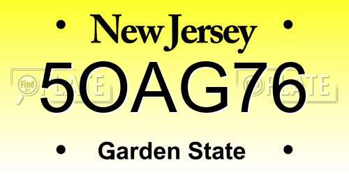 5OAG76 New Jersey License Plate