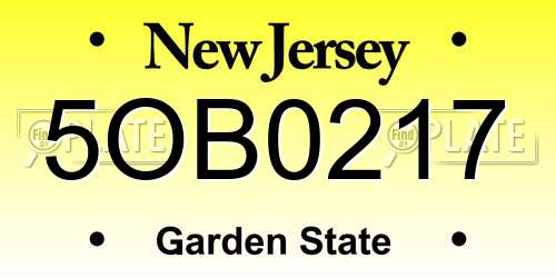 5OB0217 New Jersey License Plate