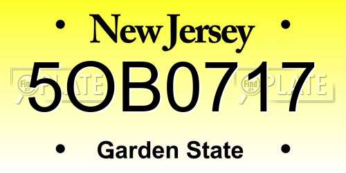 5OB0717 New Jersey License Plate