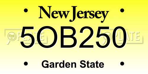 5OB250 New Jersey License Plate