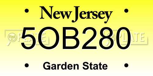 5OB280 New Jersey License Plate