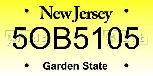 5OB5105 New Jersey License Plate