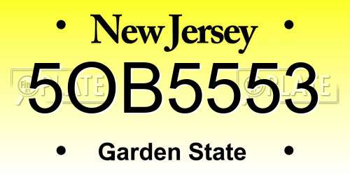 5OB5553 New Jersey License Plate