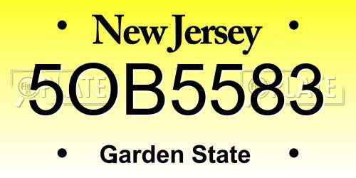 5OB5583 New Jersey License Plate