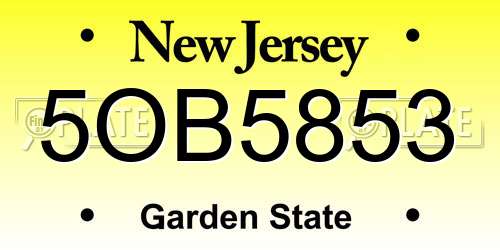 5OB5853 New Jersey License Plate