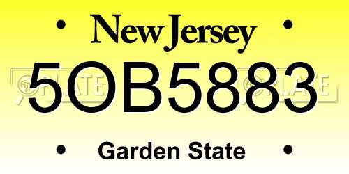 5OB5883 New Jersey License Plate