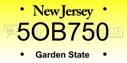 5OB750 New Jersey License Plate