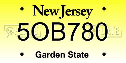 5OB780 New Jersey License Plate