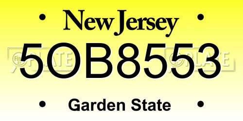5OB8553 New Jersey License Plate