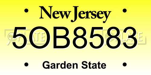 5OB8583 New Jersey License Plate
