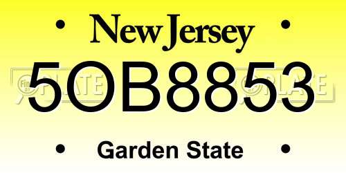 5OB8853 New Jersey License Plate