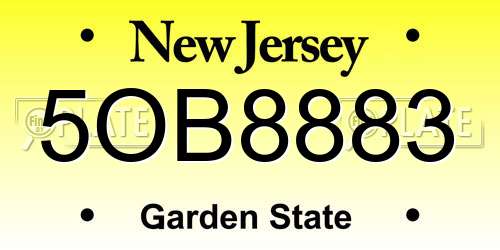 5OB8883 New Jersey License Plate