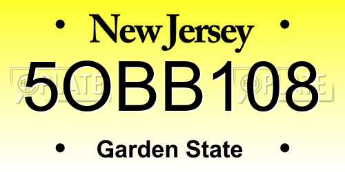 5OBB108 New Jersey License Plate