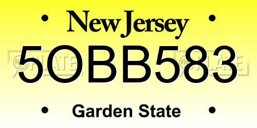 5OBB583 New Jersey License Plate