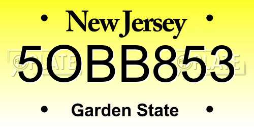 5OBB853 New Jersey License Plate