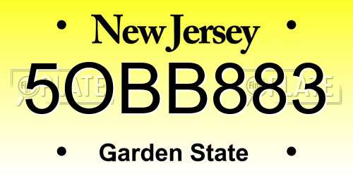 5OBB883 New Jersey License Plate