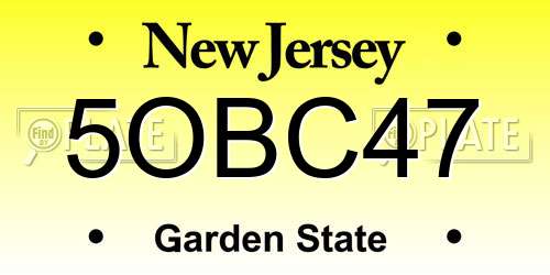 5OBC47 New Jersey License Plate