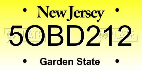 5OBD212 New Jersey License Plate