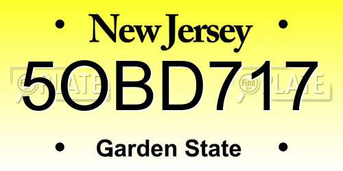 5OBD717 New Jersey License Plate
