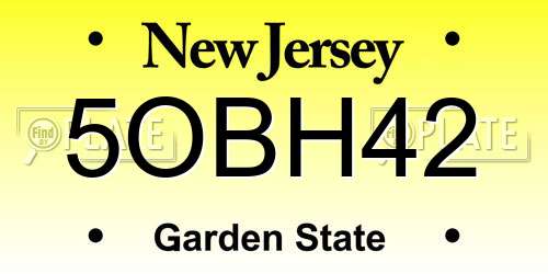 5OBH42 New Jersey License Plate