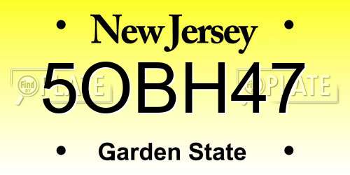 5OBH47 New Jersey License Plate