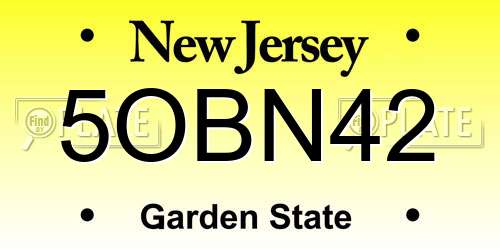 5OBN42 New Jersey License Plate
