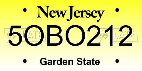 5OBO212 New Jersey License Plate