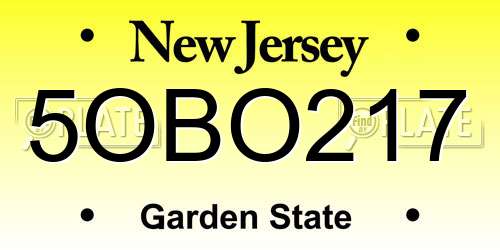 5OBO217 New Jersey License Plate