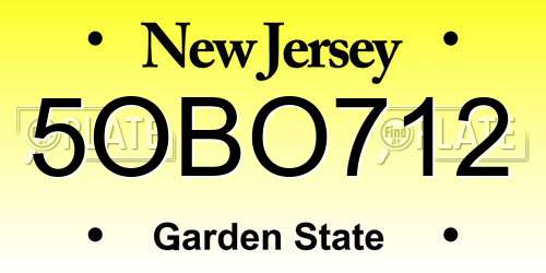 5OBO712 New Jersey License Plate