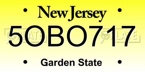 5OBO717 New Jersey License Plate