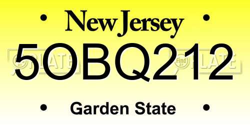 5OBQ212 New Jersey License Plate