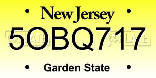 5OBQ717 New Jersey License Plate