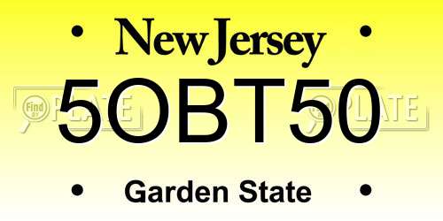 5OBT50 New Jersey License Plate