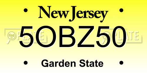 5OBZ50 New Jersey License Plate