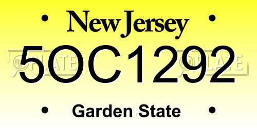 5OC1292 New Jersey License Plate