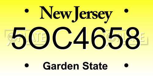 5OC4658 New Jersey License Plate