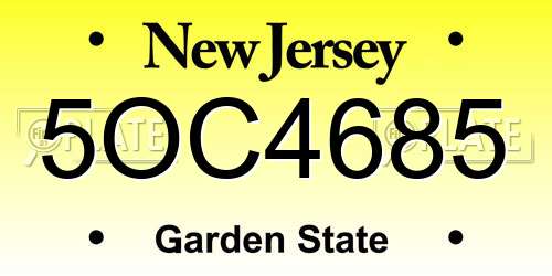 5OC4685 New Jersey License Plate