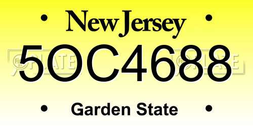 5OC4688 New Jersey License Plate