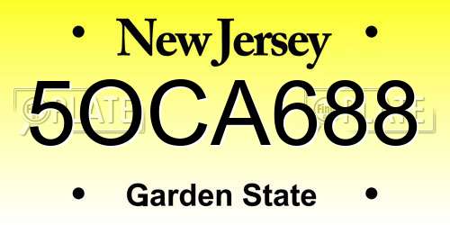 5OCA688 New Jersey License Plate