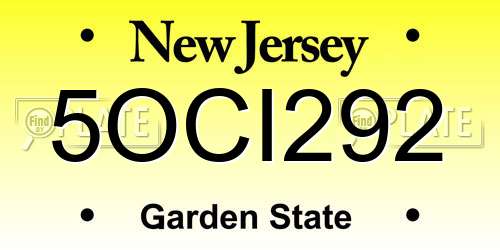 5OCI292 New Jersey License Plate