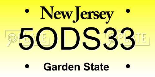 5ODS33 New Jersey License Plate