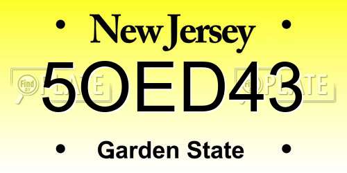 5OED43 New Jersey License Plate