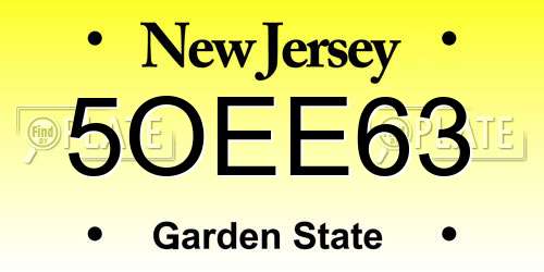 5OEE63 New Jersey License Plate