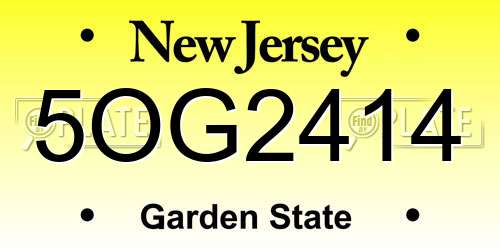 5OG2414 New Jersey License Plate