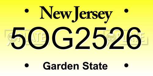 5OG2526 New Jersey License Plate