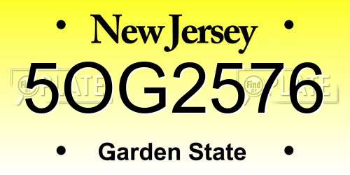 5OG2576 New Jersey License Plate
